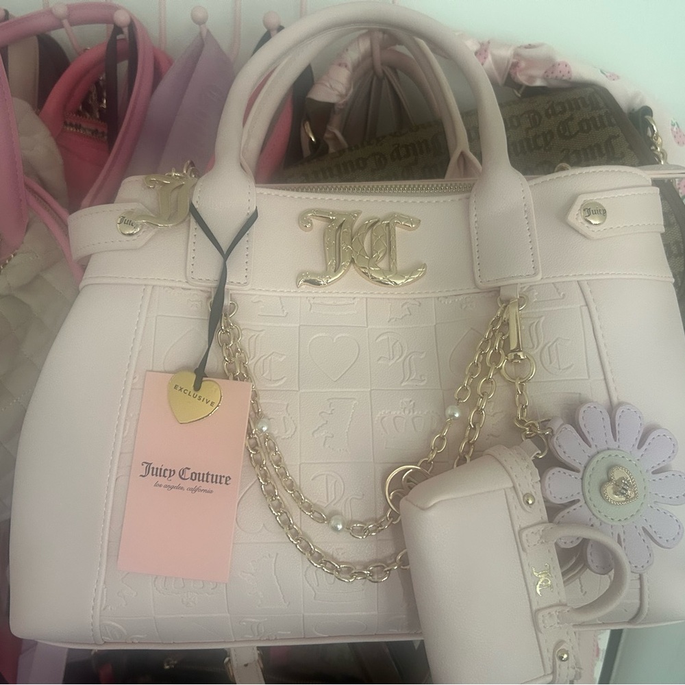 Juicy Couture Light Pink Embossed Satchel with Gold Hardware